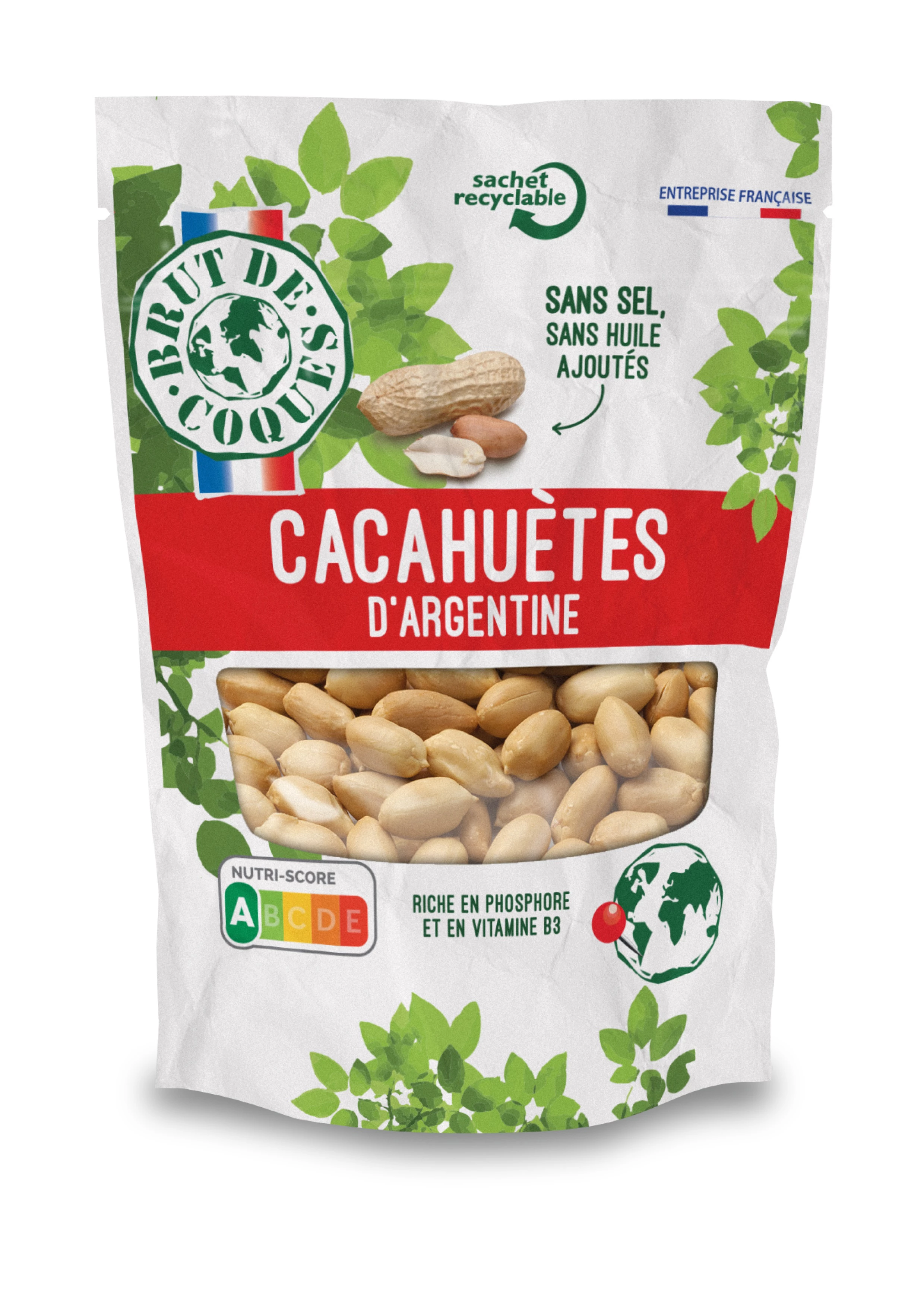 Cacahuetes Grillée Sans Sel, 180g - BRUT DE COQUES