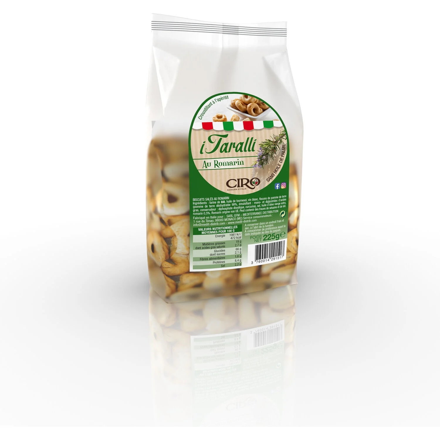 Aperitif cookies Taralli Romarin 225g - Ciro