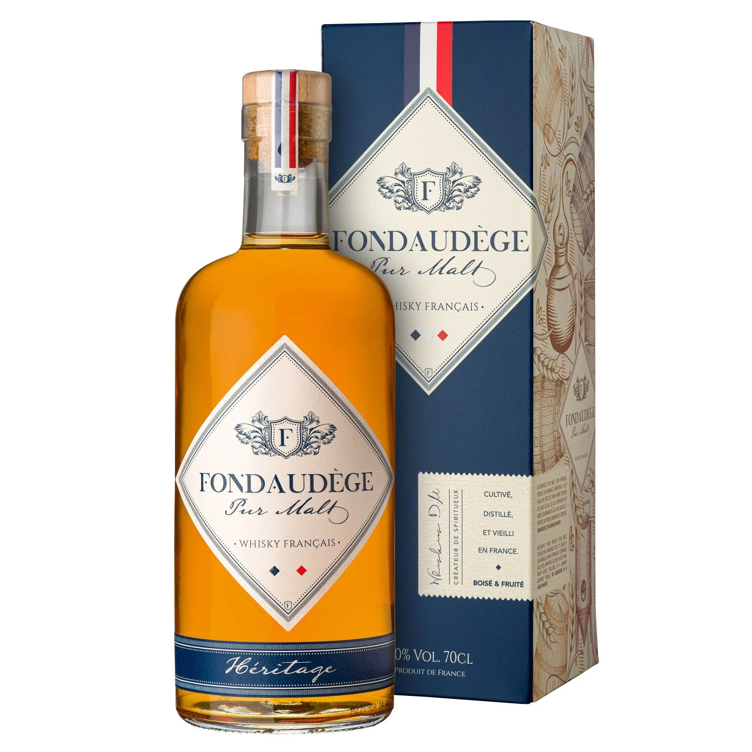 French Single Malt Whiskey, 40°, 70cl bottle, FONDAUDEGE HERITAGE
