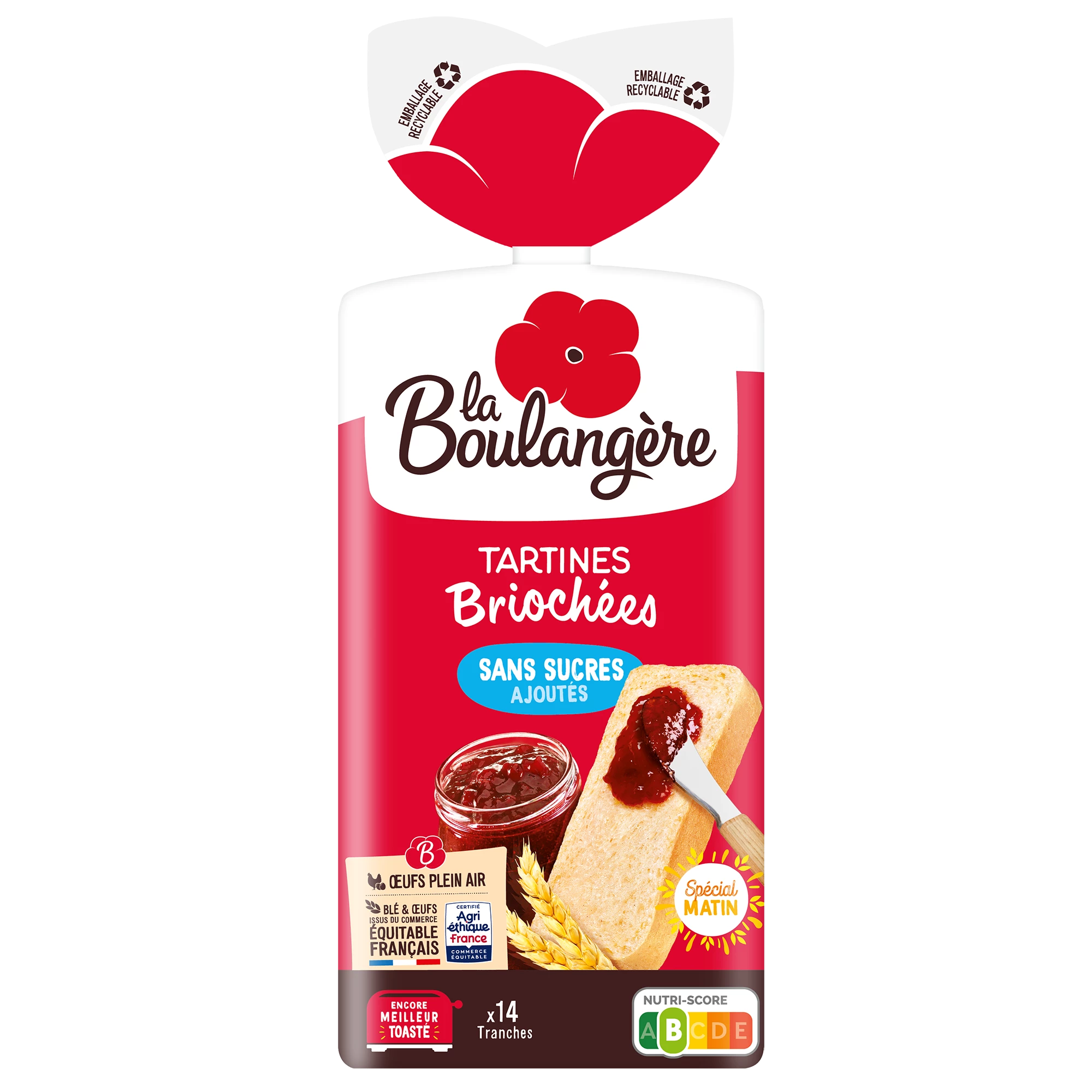 Tartines Briochées Sans Sucre Ajoutés, 400g - LA BOULANGERE