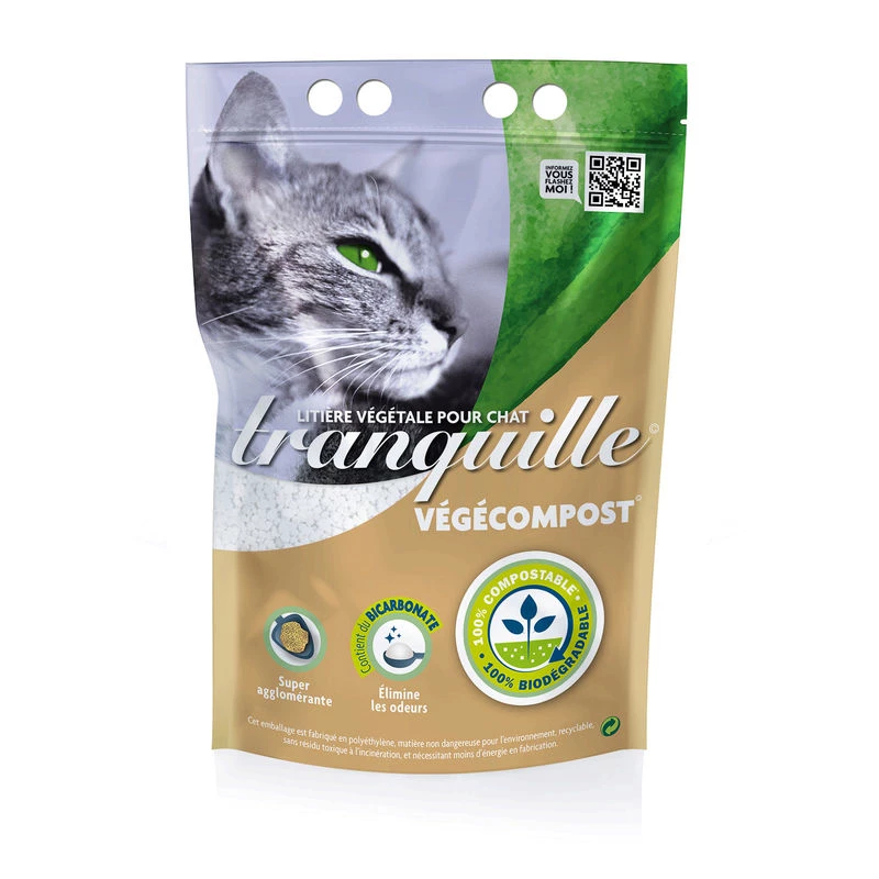 Litière pour chat végétale 4L - TRANQUILLE
