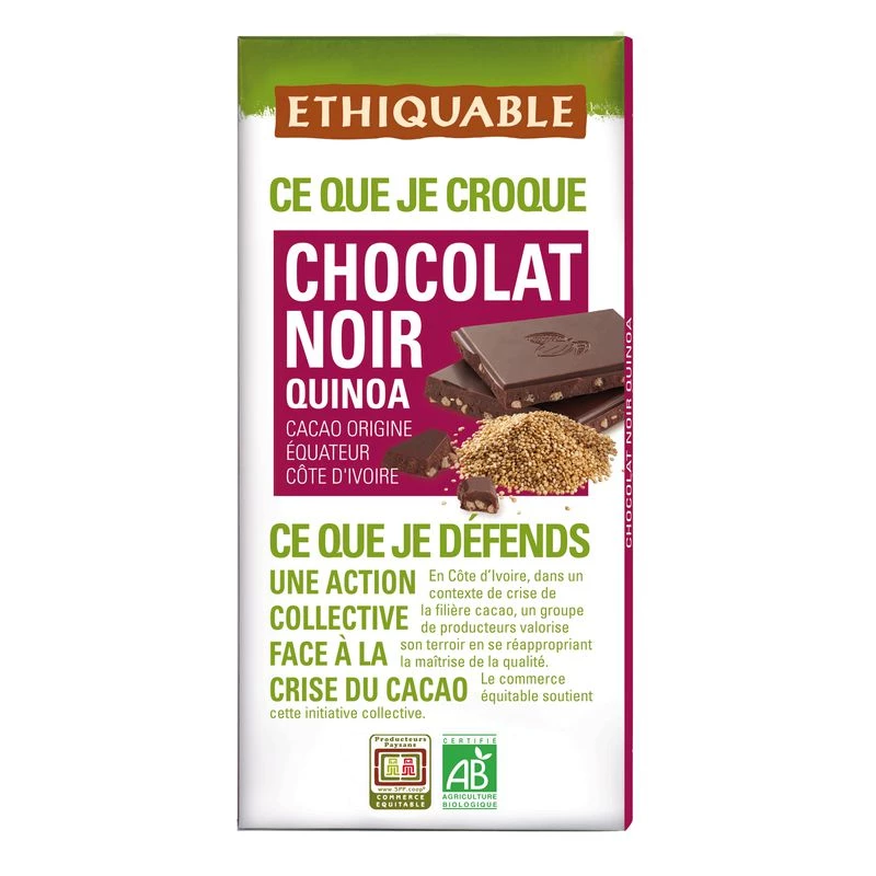 Choc Nr Quinoa Equit 100g Bio