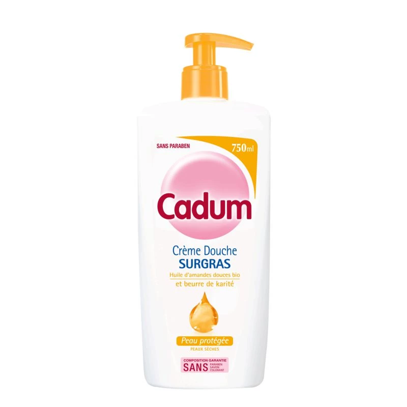 Crème douche surgras huile amandes douces bio & buerre de karité 750ml - CADUM