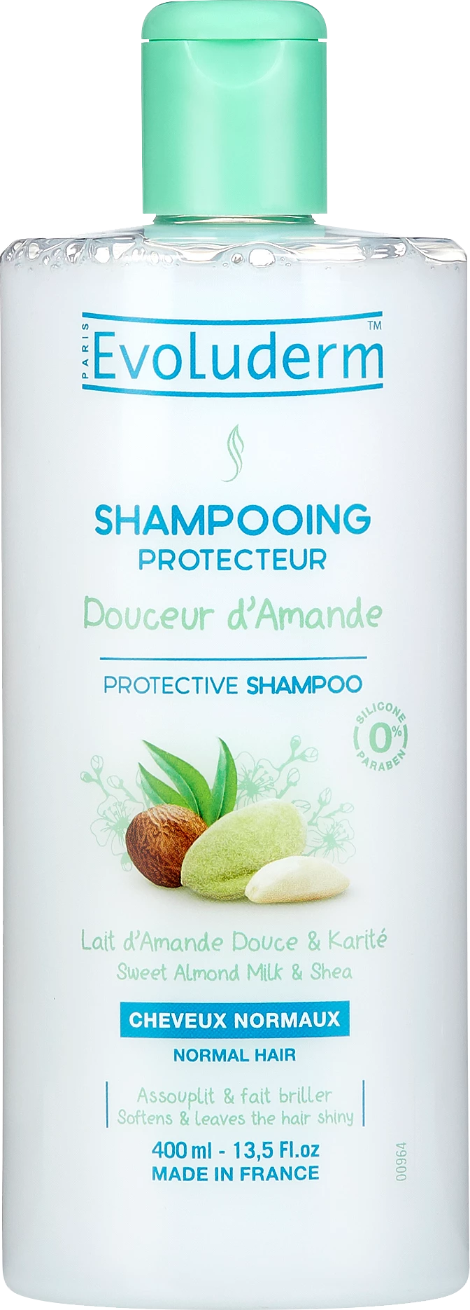 Champú suave de almendras, 400 ml - EVOLUDERM