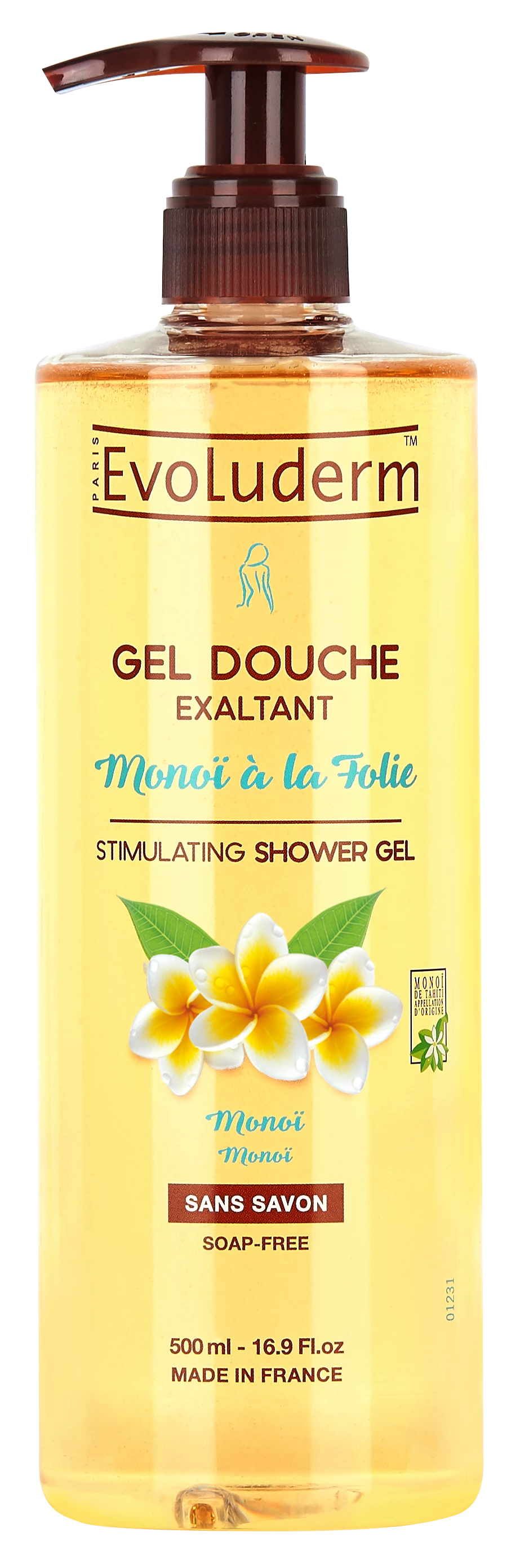 Monoi Shower Gel à la Folie, 500ml - EVOLUDERM