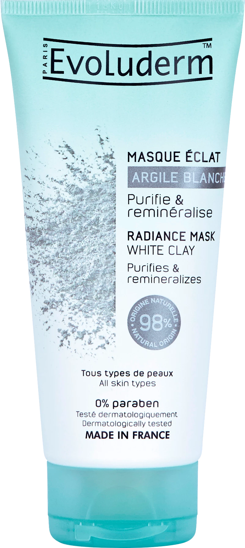 Maschera illuminante all'argilla bianca 100 ml - Evoluderm