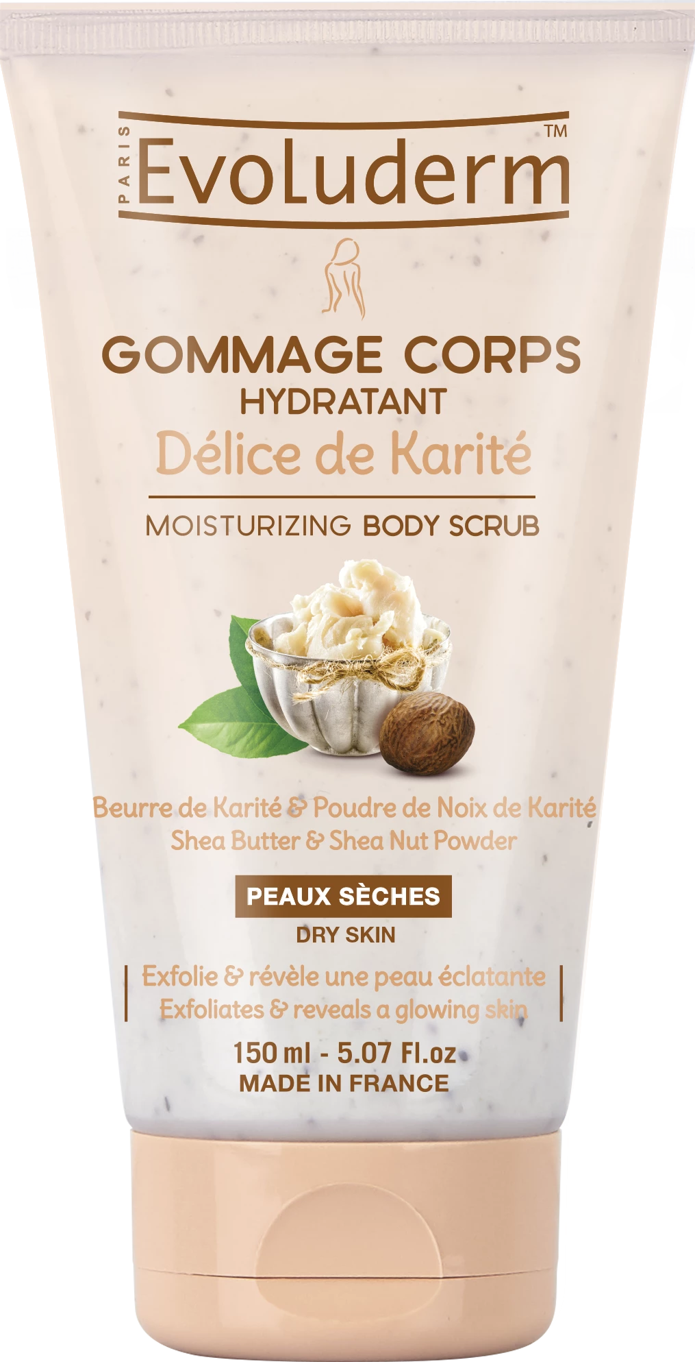 Délice de Karité Gommage Corps Hydratant, 150ml - EVOLUDERM