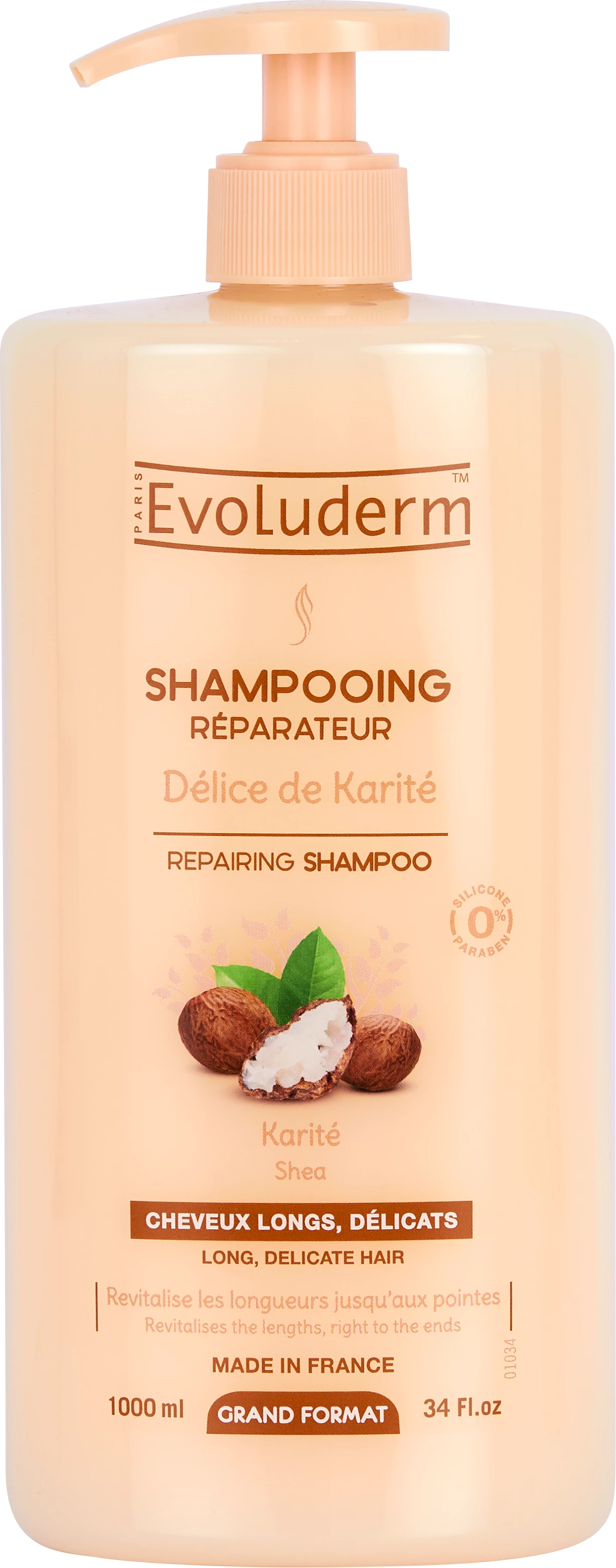 Shampooing Réparateur Délice de Karité, 1L - EVOLUDERM