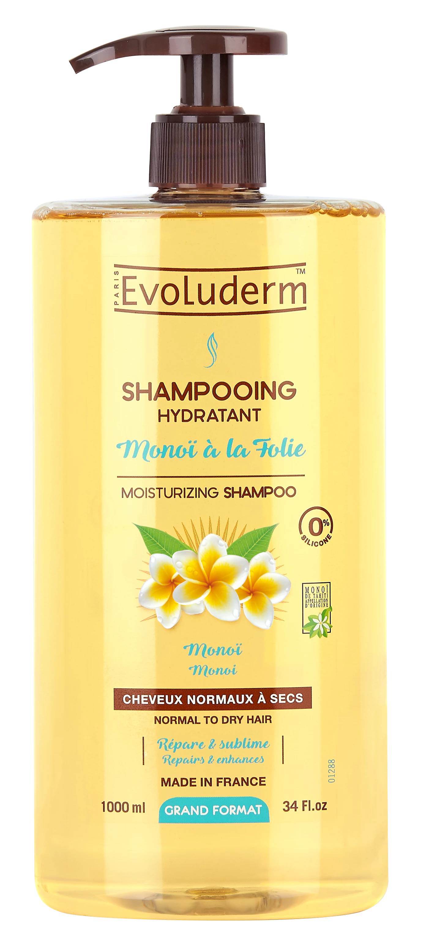 Monoi Moisturizing Shampoo à La Folie 1l - Evoluderm