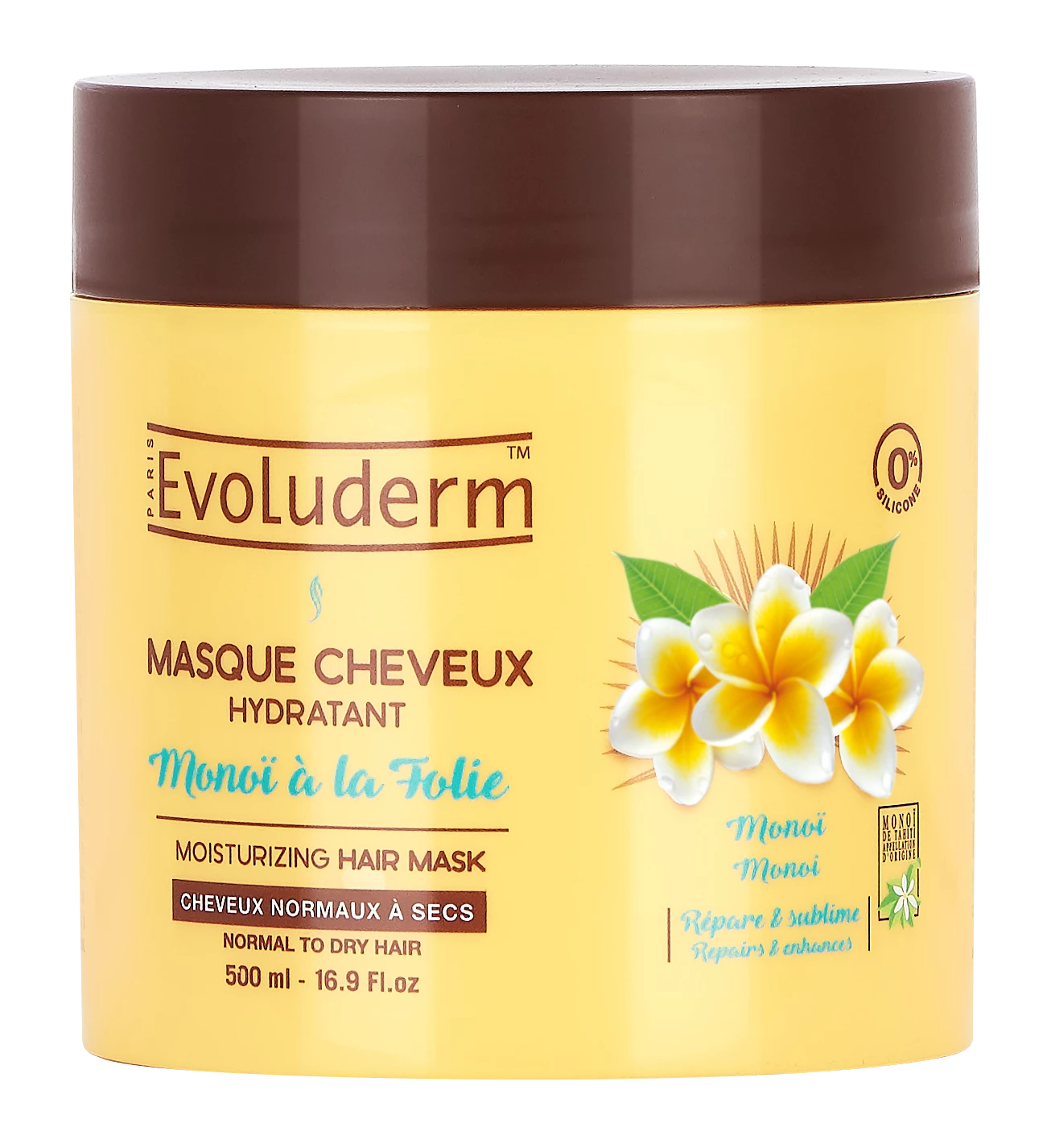 Masque Cheveux Hydratant Monoï à La Folie 500ml - Evoluderm