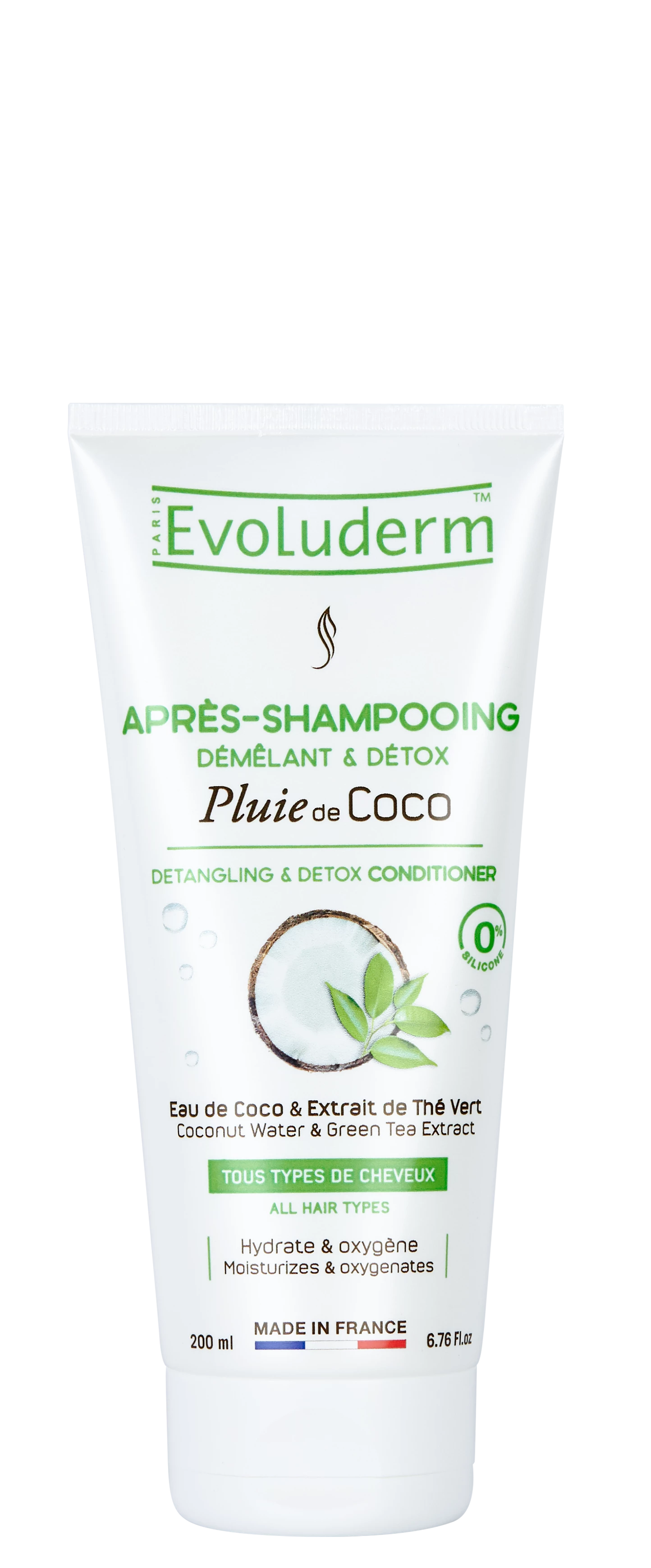 Coconut Rain Detangling & Detox Conditioner, 200ml - EVOLUDERM