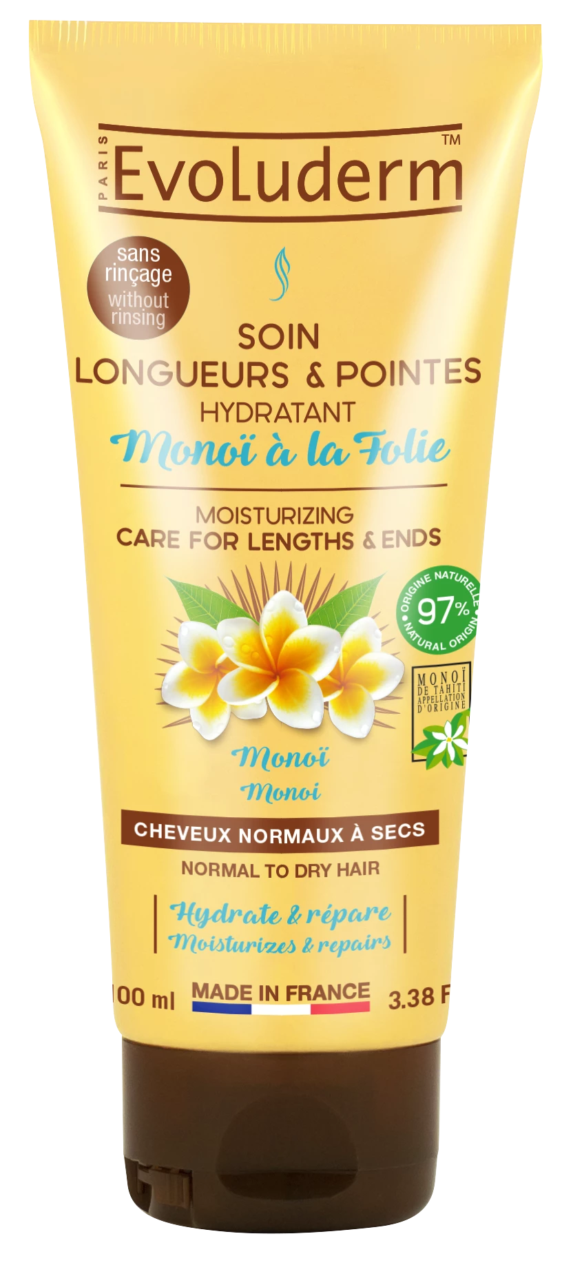 Уход за волосами для длины пуговиц Monoi à la Folie, 100мл - EVOLUDERM