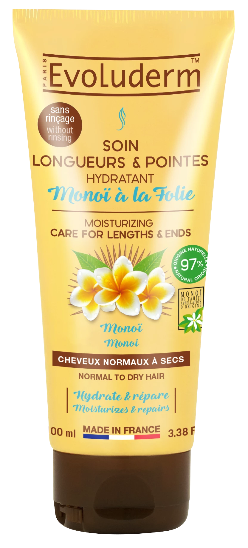 Soin Longueurs & Pointes Hydratant Monoï à La Folie 100ml - Evoluderm