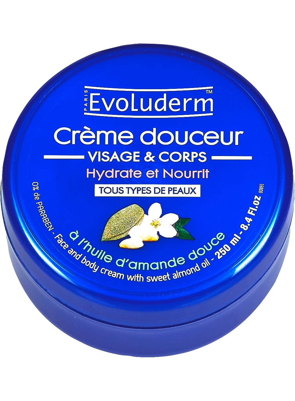 Crème Visage/Corps Amande, 250ml - EVOLUDERM