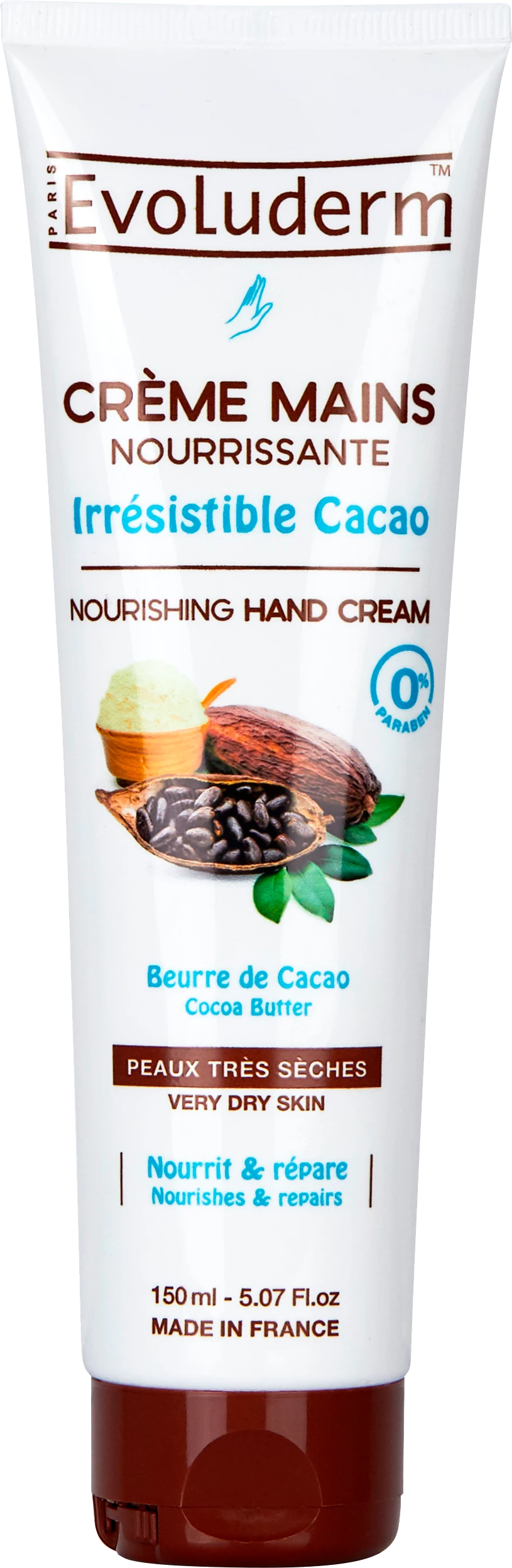 Crème Mains Irrésistible Cacao, 150ml - EVOLUDERM