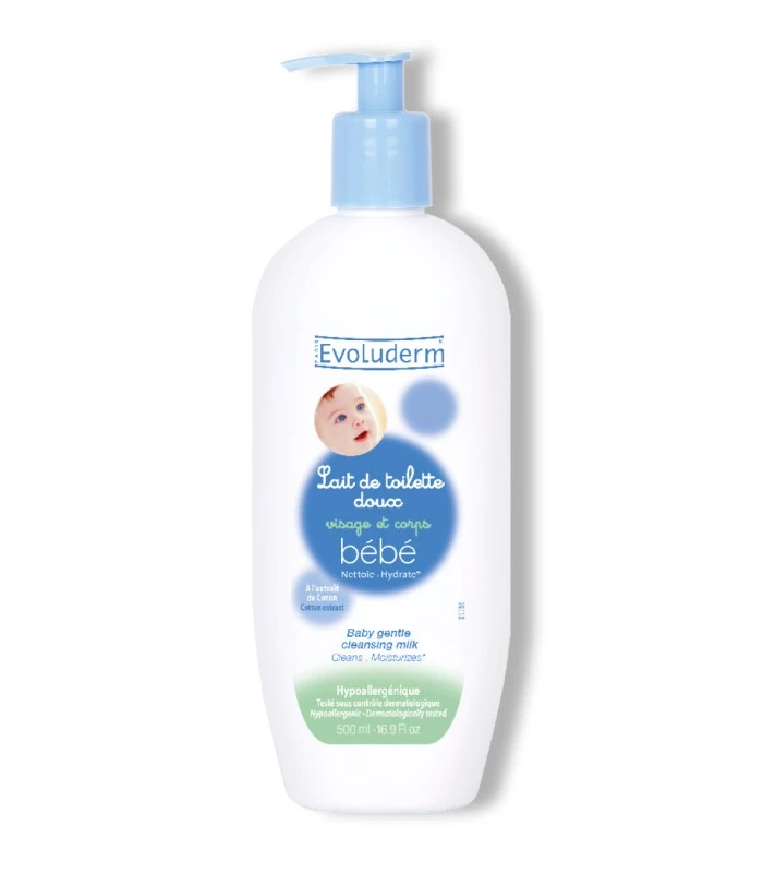 Lait De Toilette Doux Visage & Corps Bébé 500ml - Evoluderm