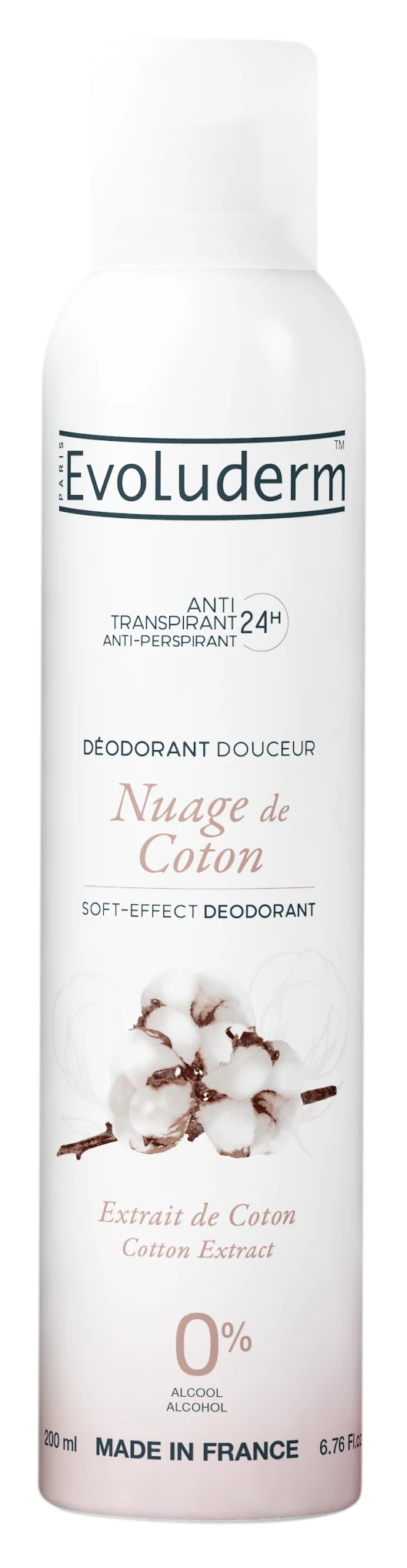 Desodorante Nuvem de Algodão Extrato de Algodão, 200ml - EVOLUDERM