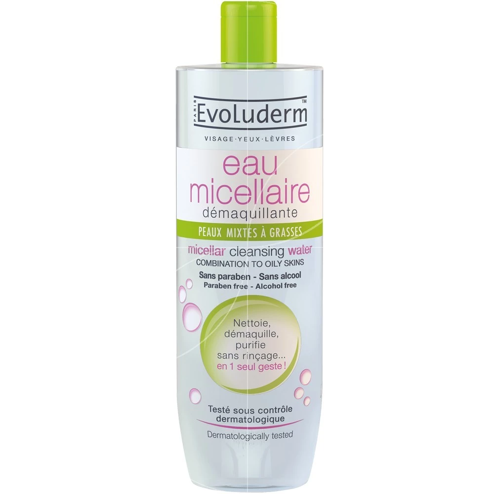 Micellar Makeup Remover Water Combination To Oily Skin 500ml - Evoluderm