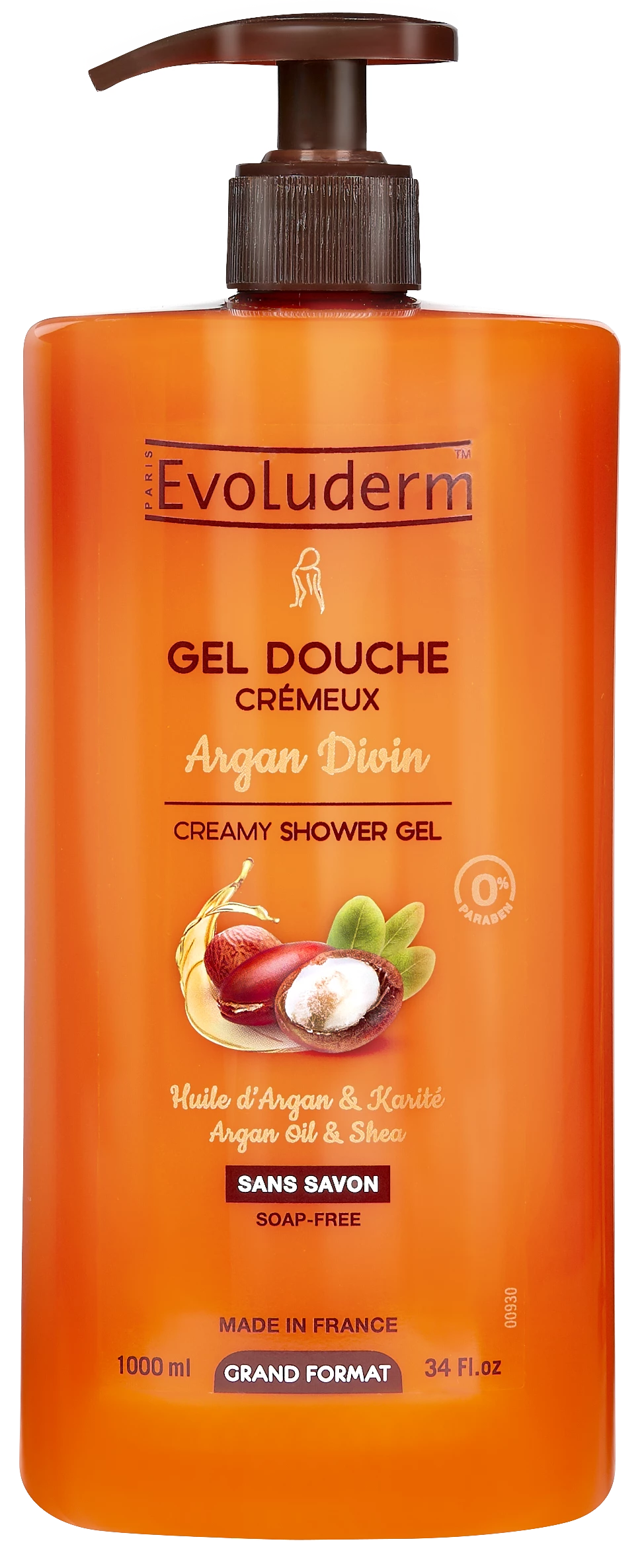 Gel doccia Divine Argan, 1 litro - EVOLUDERM