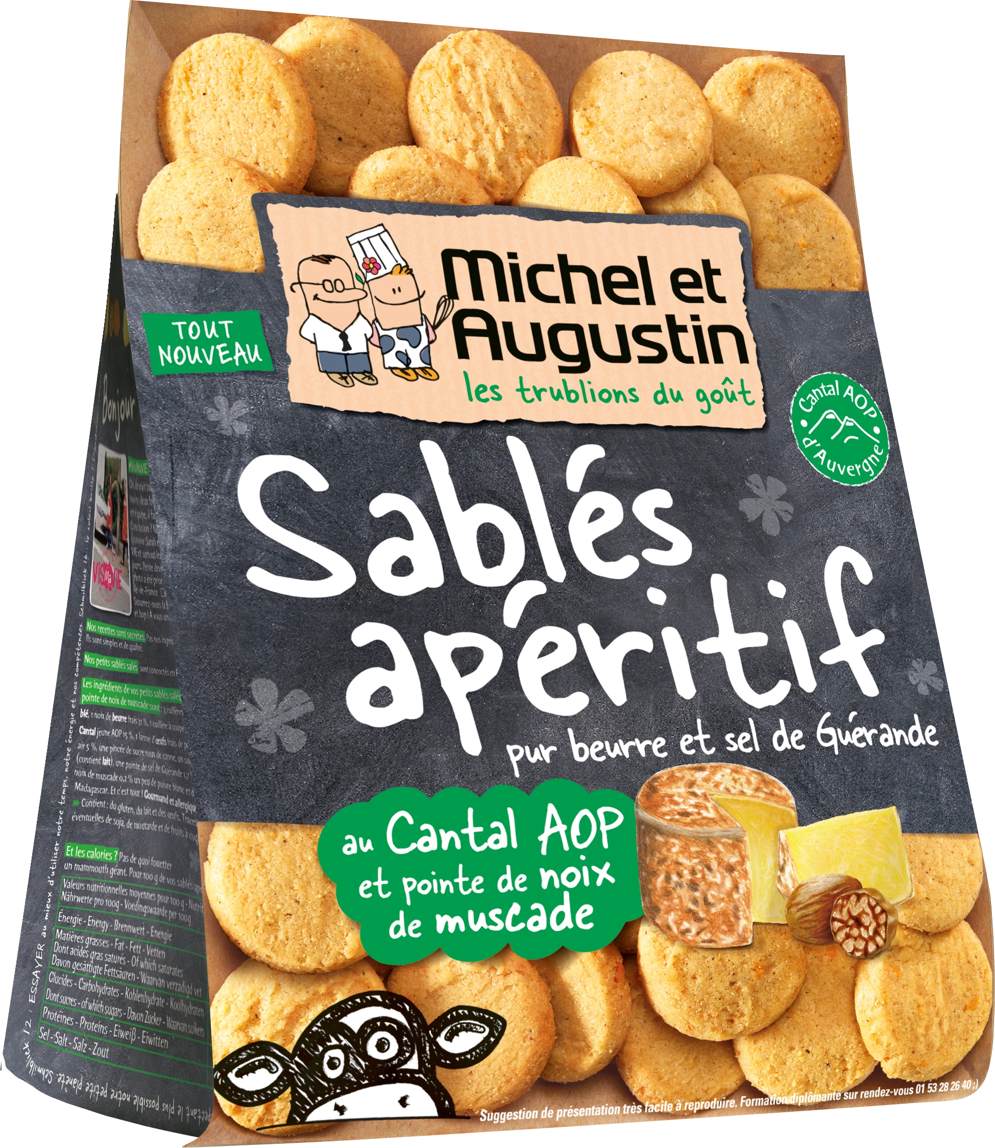 Biscotti Aperitivo Cantal e Noce Moscata, 100g -  MICHEL ET AUGUSTIN