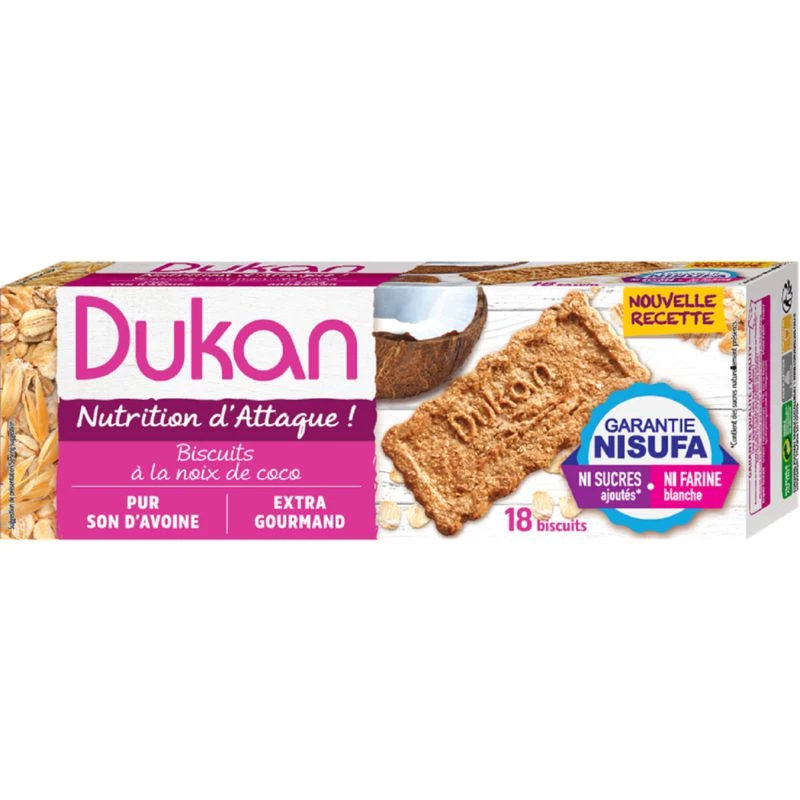 Biscotti alla Crusca d'Avena e Cocco Senza Zuccheri Aggiunti 225g - Dukan