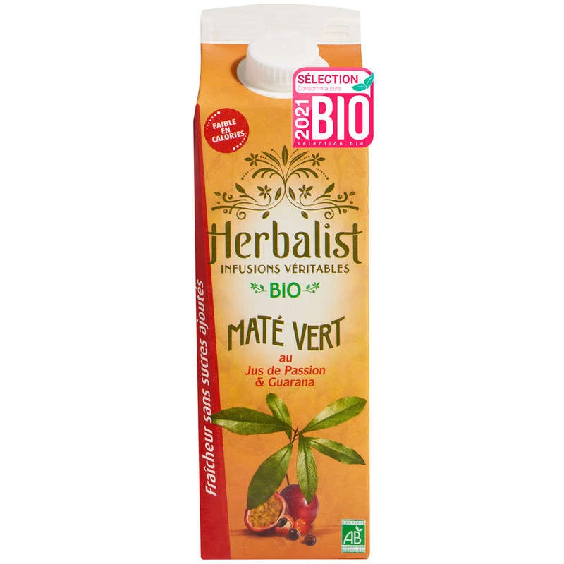 Bevanda biologica mate verde passione e guaranà senza zuccheri aggiunti, 1l, ERBORISTICA