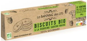 Biologische Verbena Koekjes Aardbeiensmaak, 130g - LA BARONNIE DES LYS