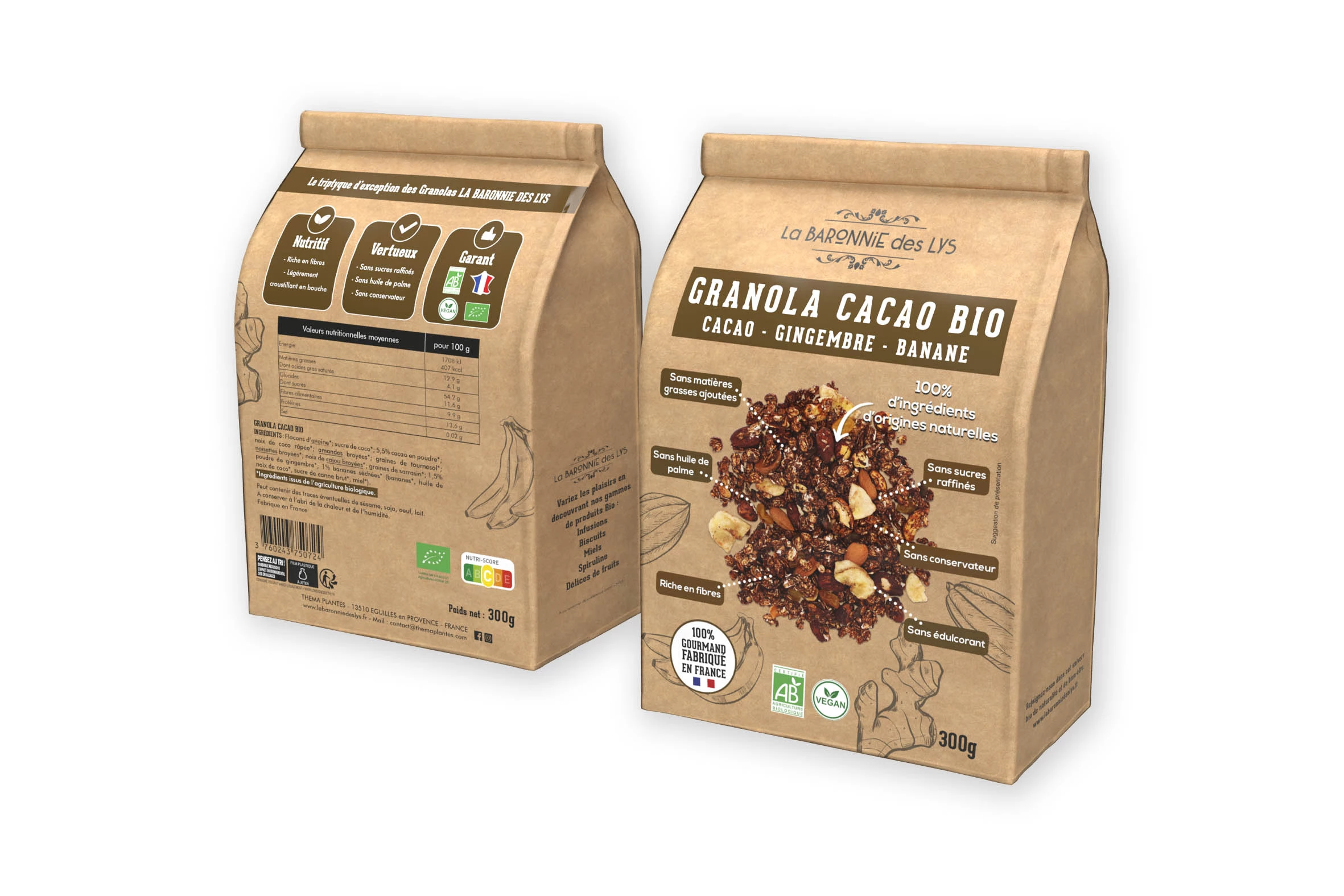 Granola Bio Cacao Jengibre 300g