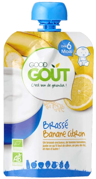 Gourde bébé BIO brasé banane & citron dès 6mois 90g - GOOD GOUT