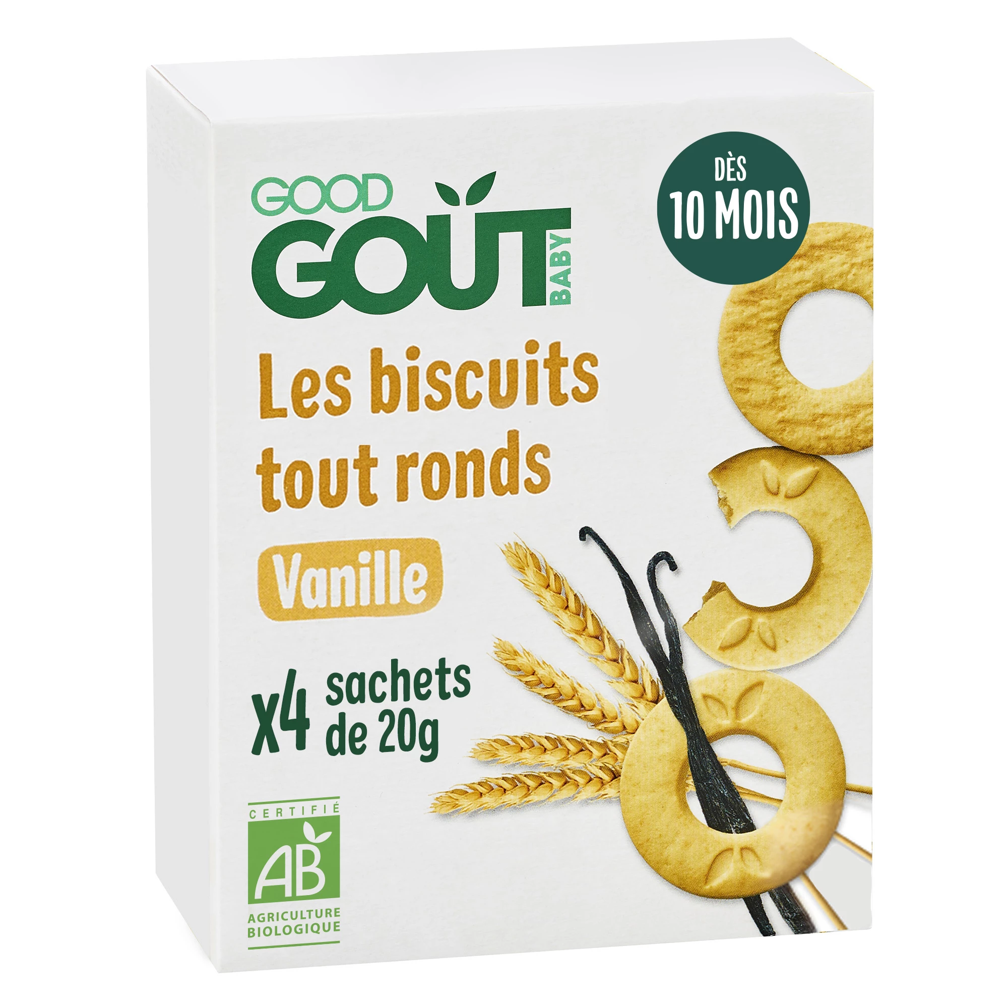 Biscotti per bambini biologici alla vaniglia da 10 mesi 80g - GOOD GOUT