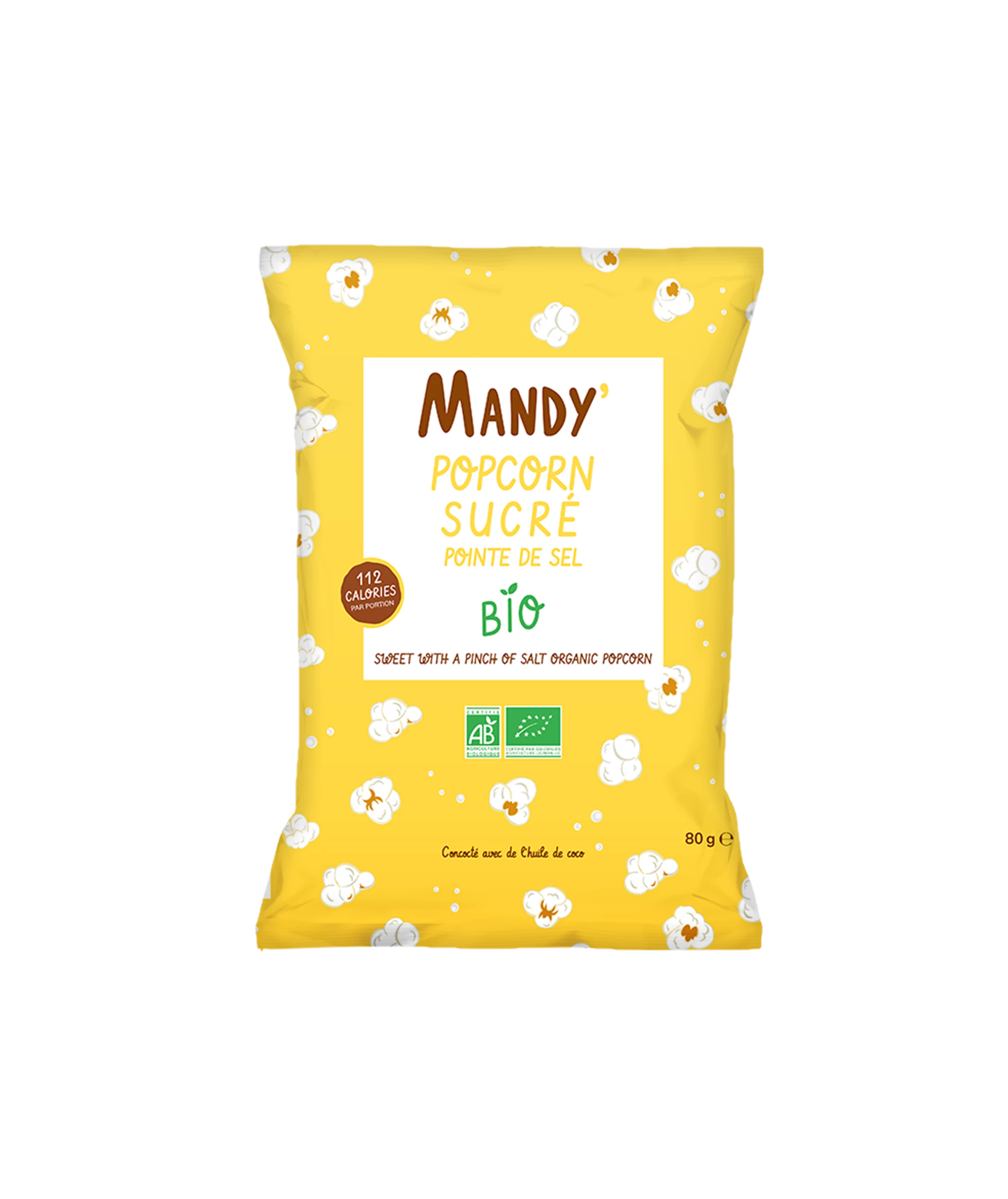 Popcorn Sucre Pointe de Sel, 10x80g - MANDY'