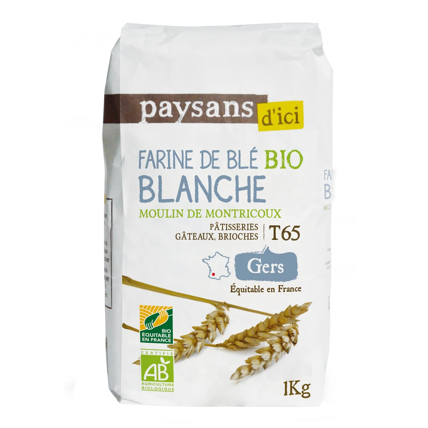 T65 Bio 1kg white wheat flour -  Paysans D'ici