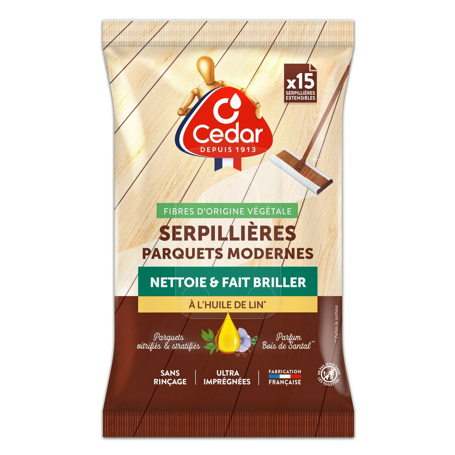 Mop Wipes Modern Parquet Cleaner with Linseed Oil X15 - O'cedar