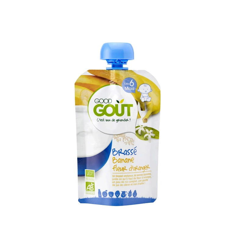 Gourde brassé banane/oranger BIO dès 6mois 90g - GOOD GOUT