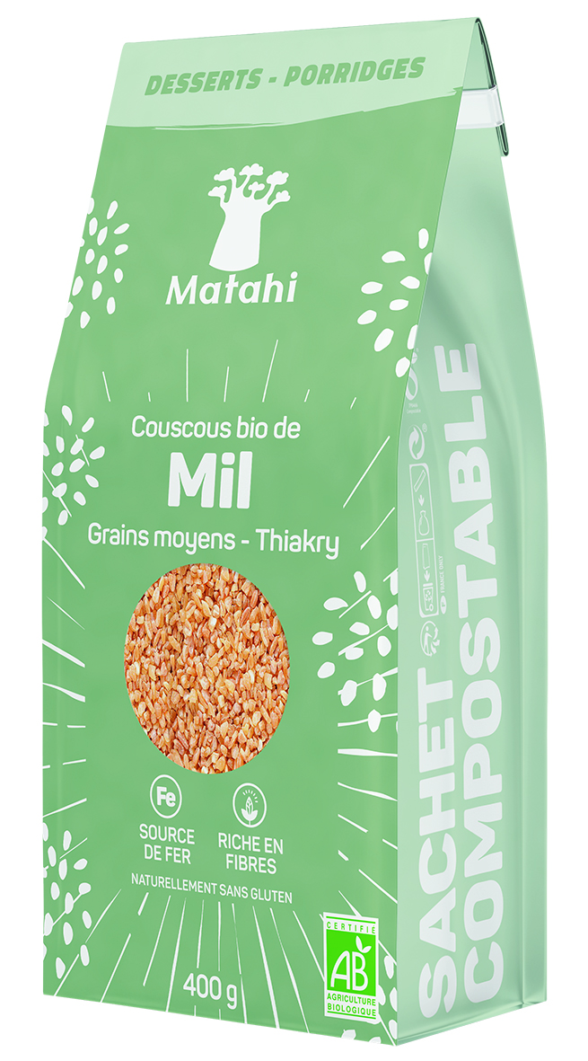 Bio-Hirse-Couscous mittlerer Körnung (6 x 400 g) - Matahi