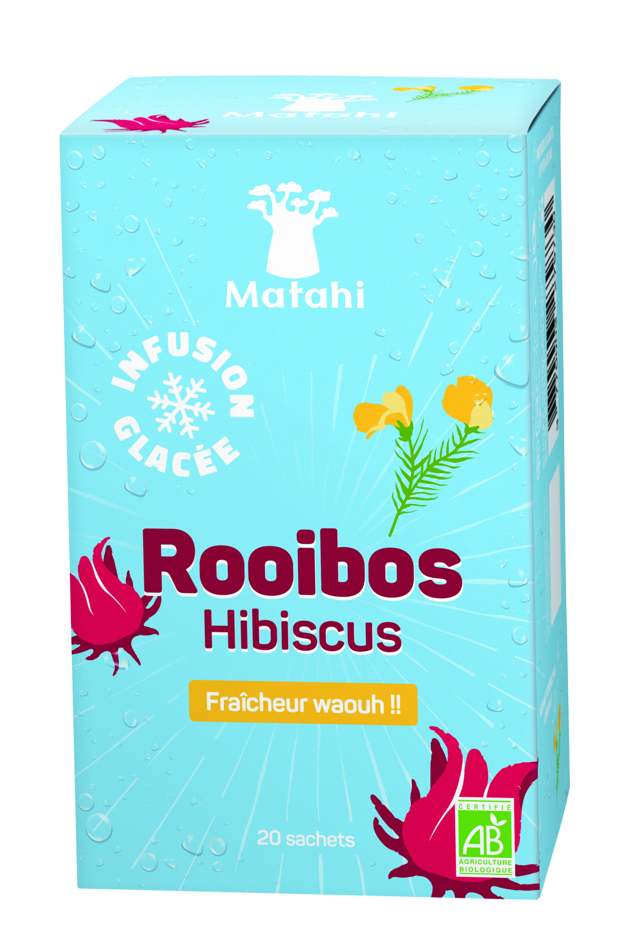 Infuso ghiacciato di Rooibos Hibiscus biologico (12 X 20 buste X 2g) - Matahi