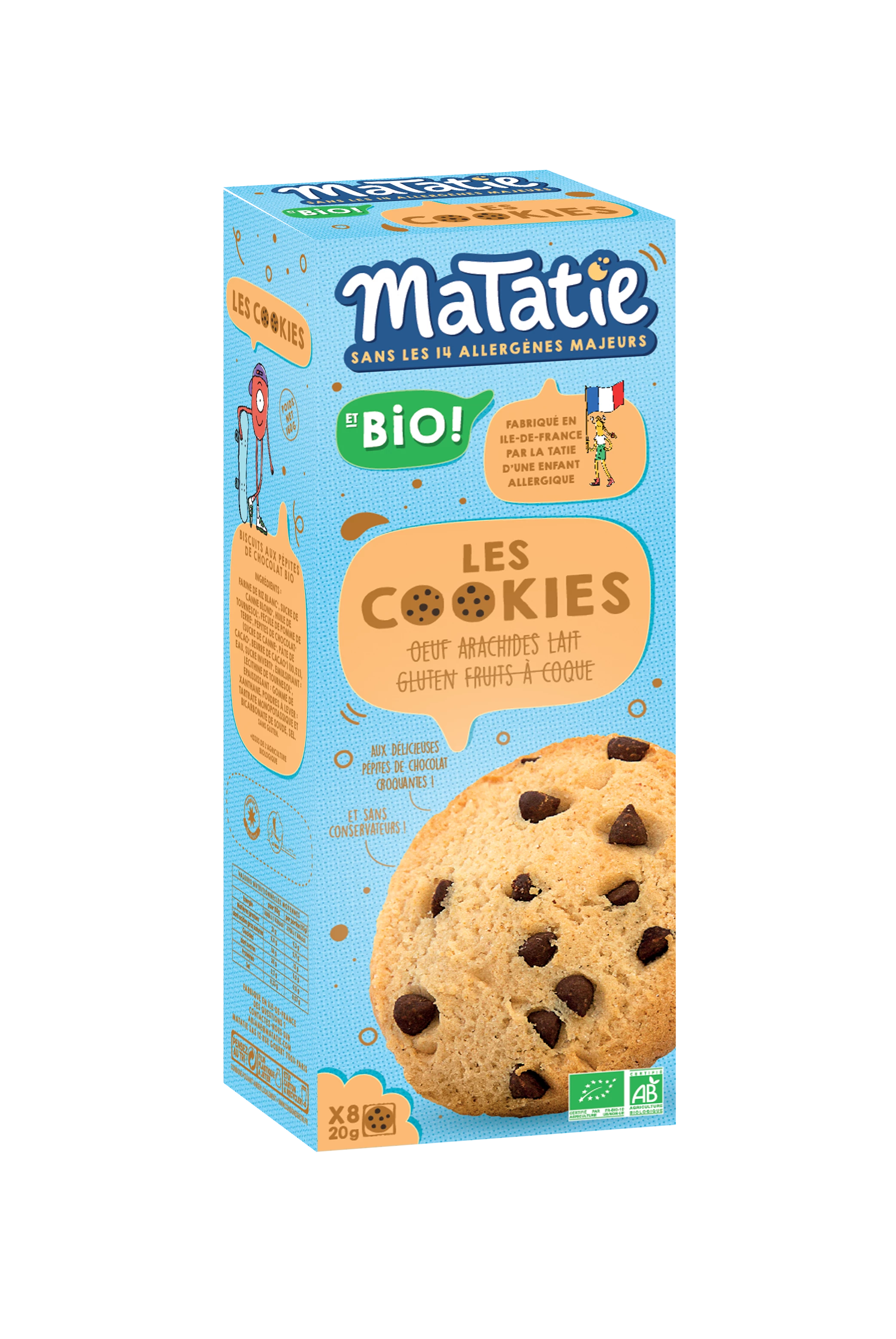 Biologische chocolate chip cookies, 160g, MATATIE