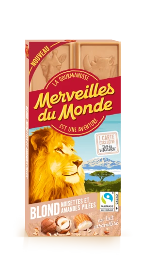 Tablette De Chocolat Blond, Noisettes Et Amandes Pilées 100g - Merveilles