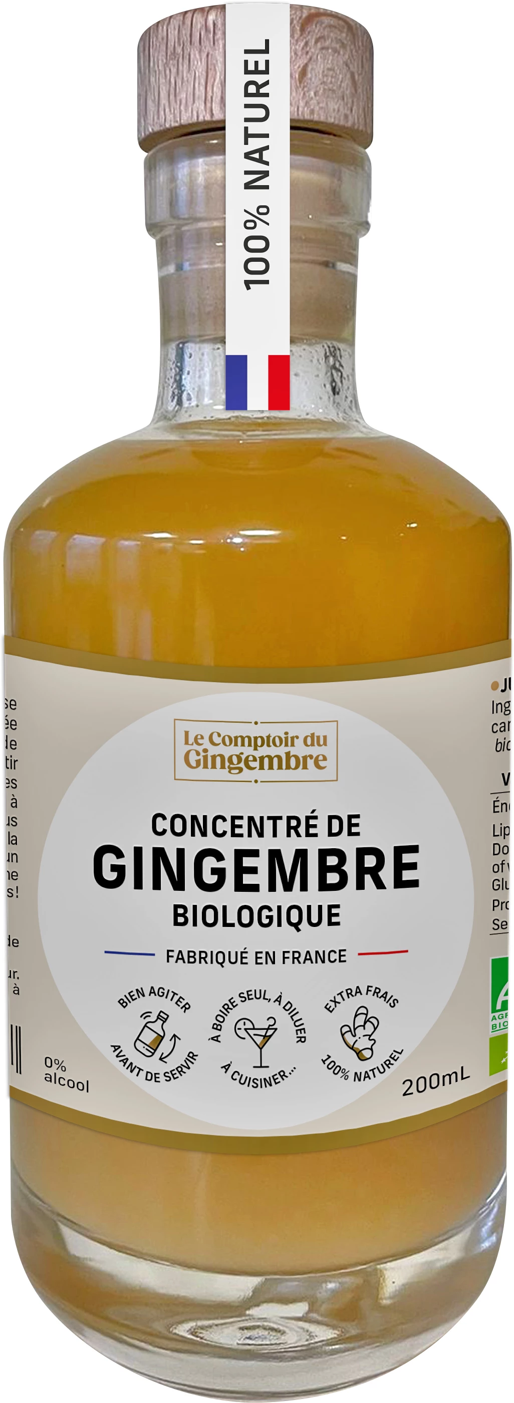 Organic Ginger Concentrate 200ml - Le Comptoir Du Gingembre