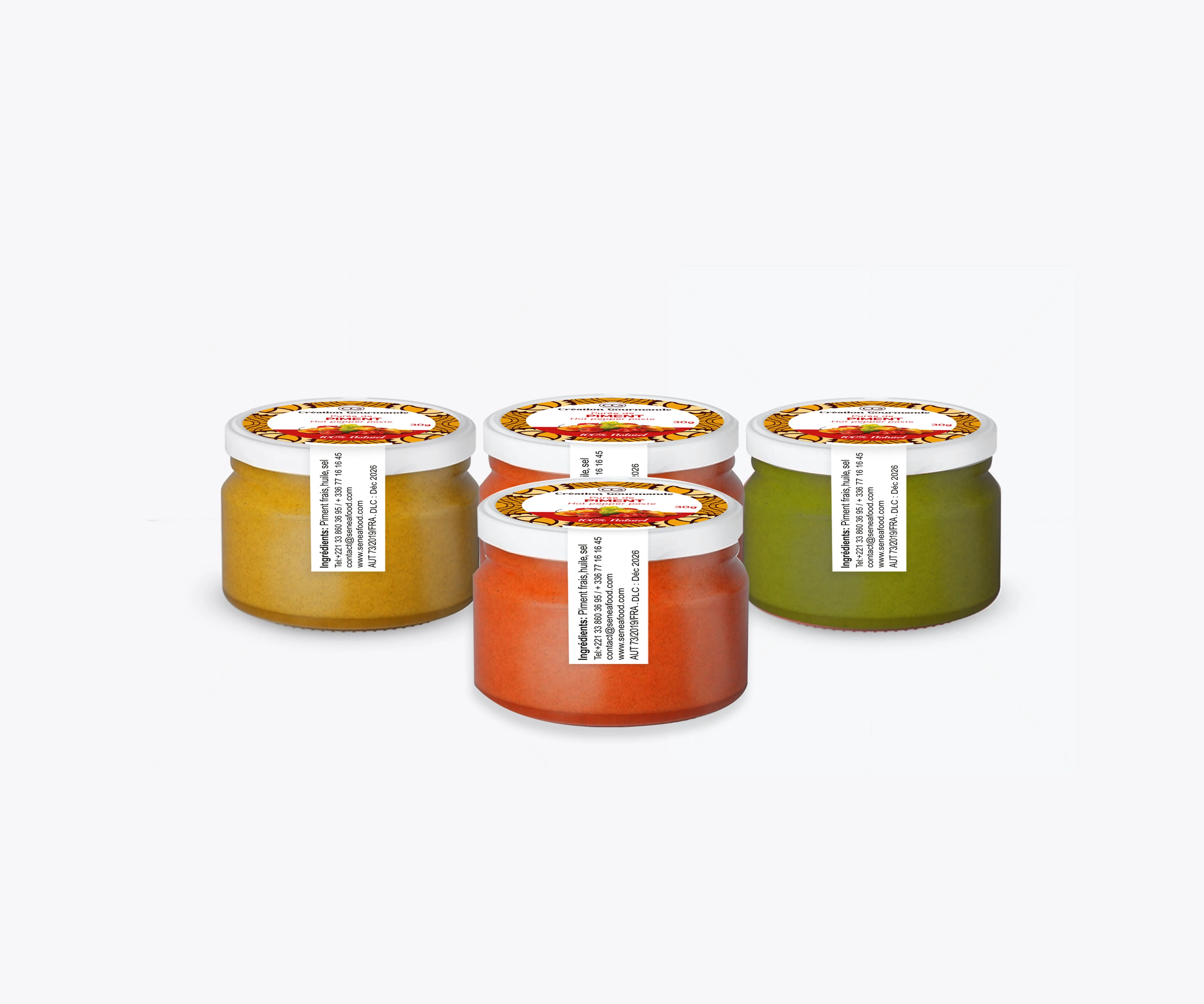 Pate De Piment 4 X 30g - 2 Rouge - 1 Jaune - 1 Vert - Seneafood