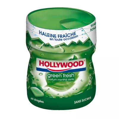 Chewing-gum à la menthe verte sans sucres Green Fresh 87g - HOLLYWOOD