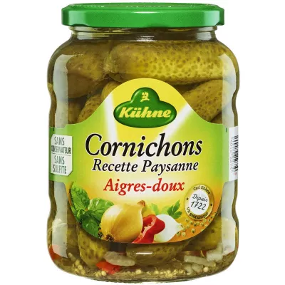 Cornichons Recette Paysanne Aigres-doux 360g - KUHNE