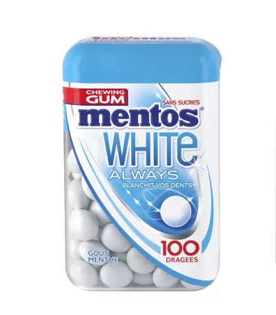 Gomma da masticare bianca sempre goût menthe sans sucres x100 - MENTOS