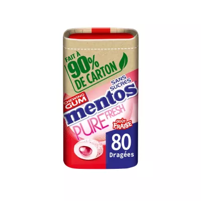 Pure Fresh Strawberry Chewing Gum 80 Sugar Free Dragées - MENTOS