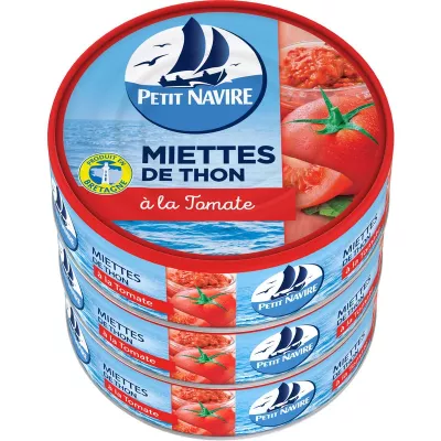 Makombo ya tuna na nyanya, 3x52g - PETIT NAVIRE