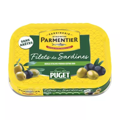 Sardin phi lê thêm dầu ô liu nguyên chất hữu cơ 70g - Parmentier