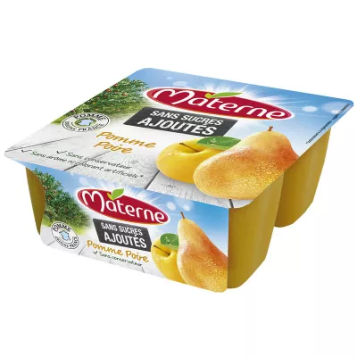 Compota de maçã/pêra sem adição de açúcar 4x100g - MATERNE
