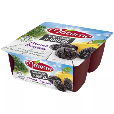 كومبوت التفاح/البرقوق بدون سكر مضاف 4x100 جرام - MATERNE