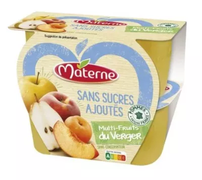 Compote multifruits du verger, sans sucres ajoutés 4x90g - MATERNE