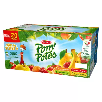 Compotes en gourde assortiment 20x90g - POM' POTES